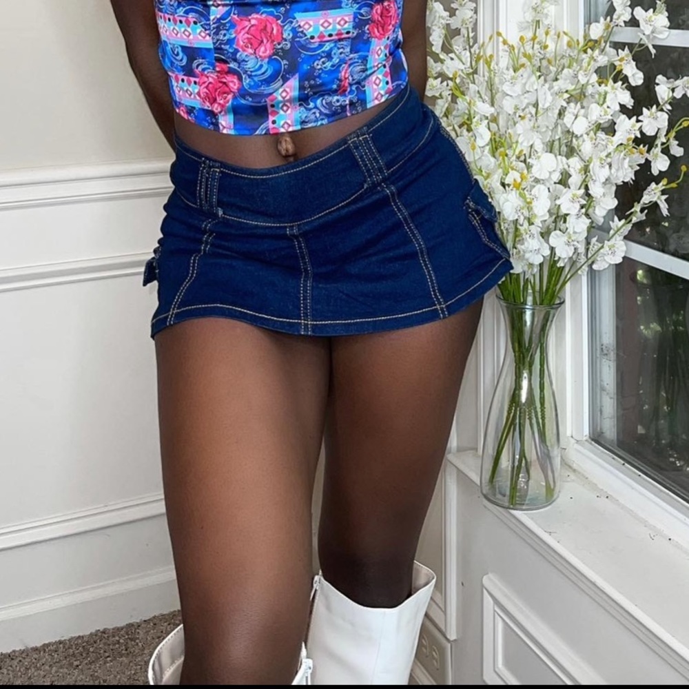 Pocket Side Denim Skirt
